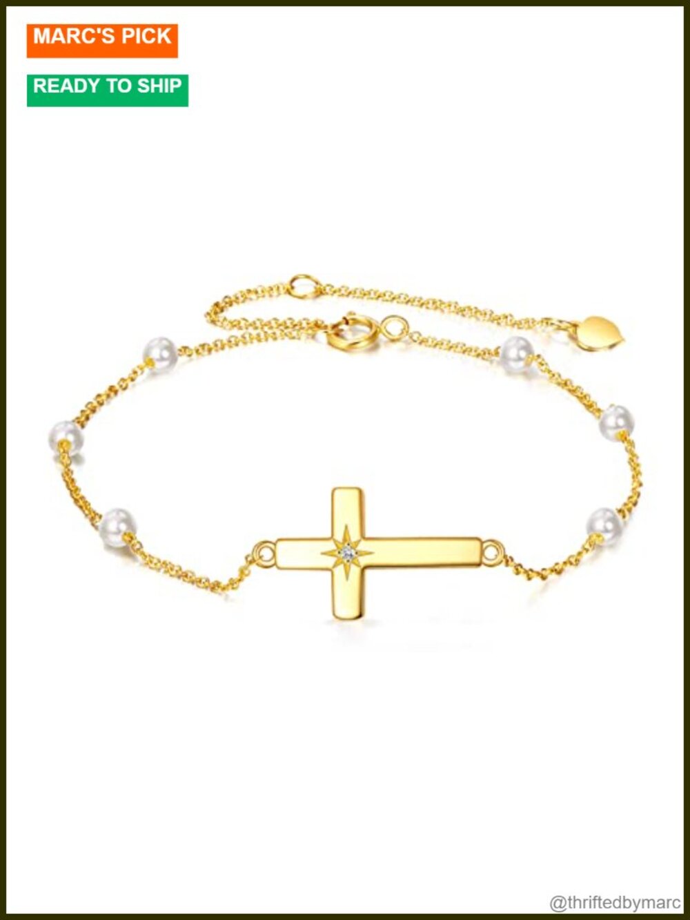 14K Solid Gold Cross Bracelet Butterfly Clover Heart Adjustable Chain